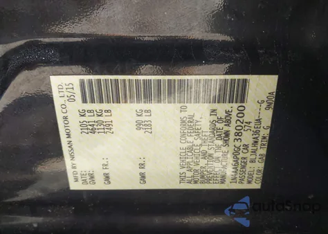 2016 Nissan Maxima 3.5 Platinum z USA, uszkodzony, nr VIN 1N4AA6AP0GC380200